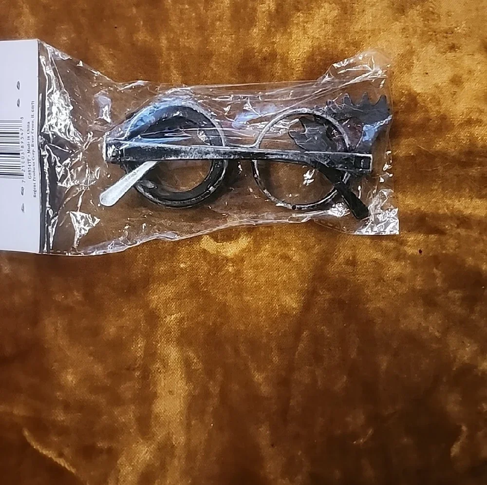 (6pc) Steampunk Circle Party Glasses - Metallic Gray (Set)